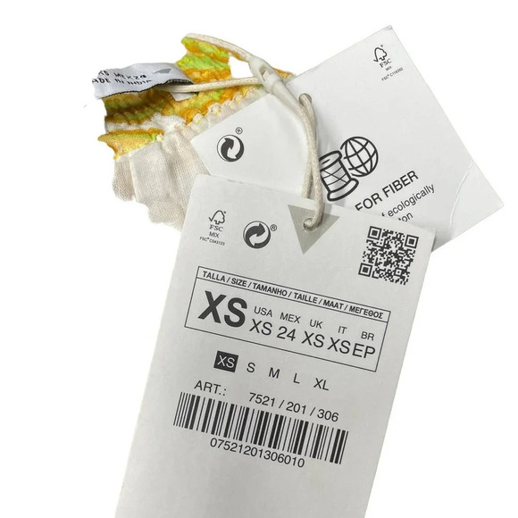 Zara‎ Cream Yellow Retro Floral Pull On Board Shorts Yellow Size XS - Picture 9 of 9